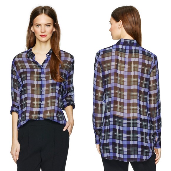 Babaton Tops - babaton darien shirt plaid silk